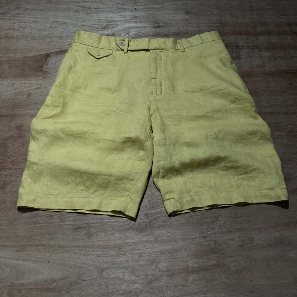 Polo Ralph Lauren Bradford Fit Linen Shorts Yellow Size 34
